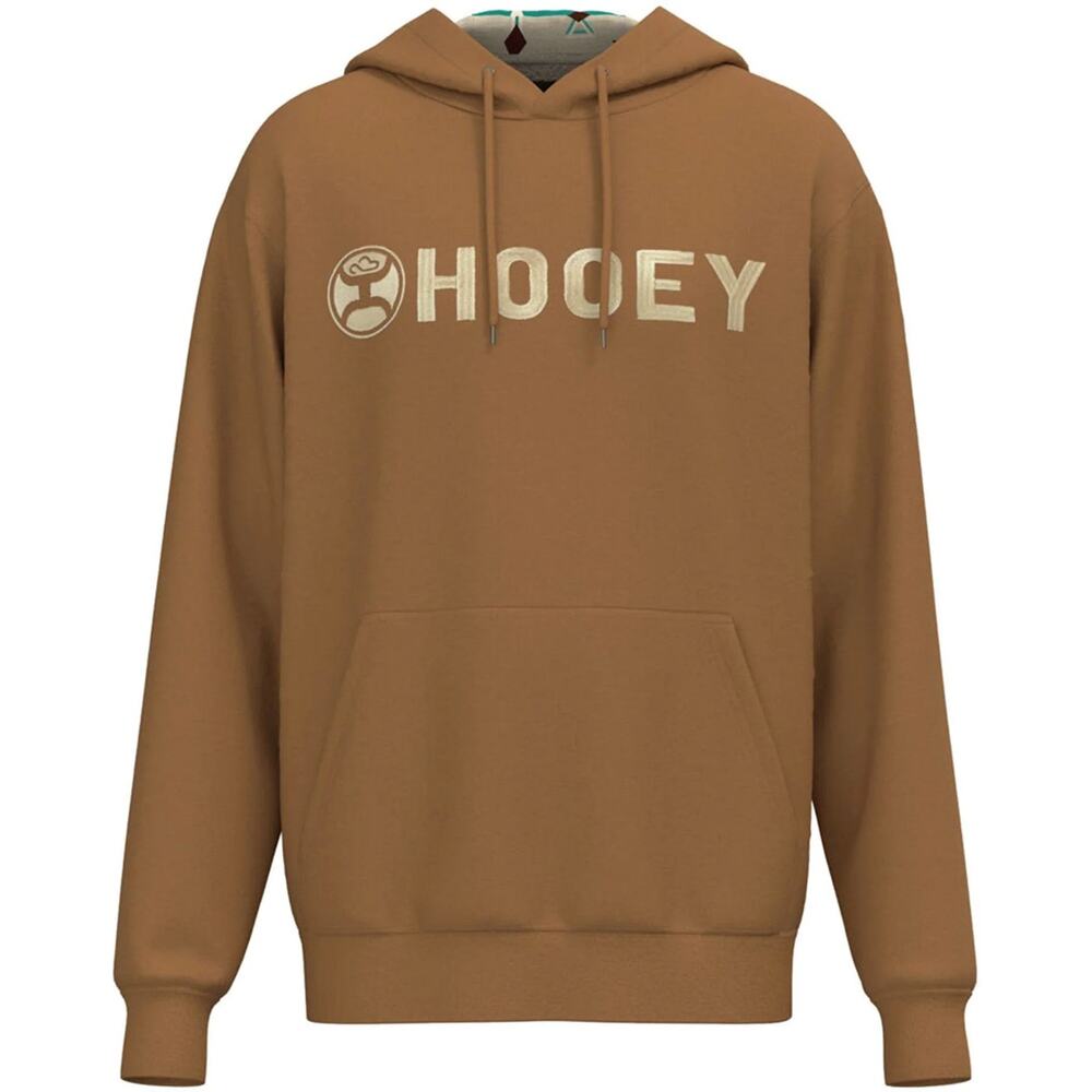 Hooey Lock Up Logo Hoodie Men's Medium Tan Cream Long Sleeves Kangaroo Pocket